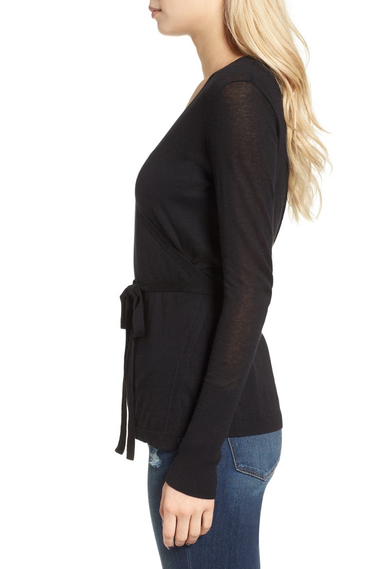 Wrap Cardigan, Alternate, color, BLACK