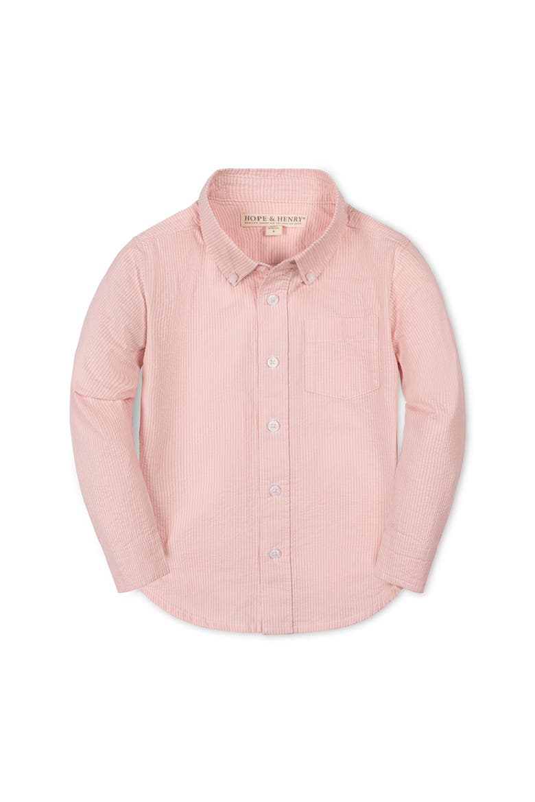 Kids' Organic Long Sleeve Seersucker Shirt, Main, color, Tonal Rose Seersucker