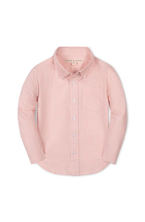 Kids' Organic Long Sleeve Seersucker Shirt (Toddler, Little Kid and Big Kid)