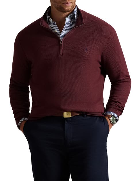 Big & Tall Pima Cotton 1/2-Zip Sweater