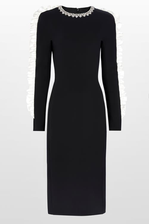 Jenny Packham Cora Beaded Long Sleeve Dress In Black