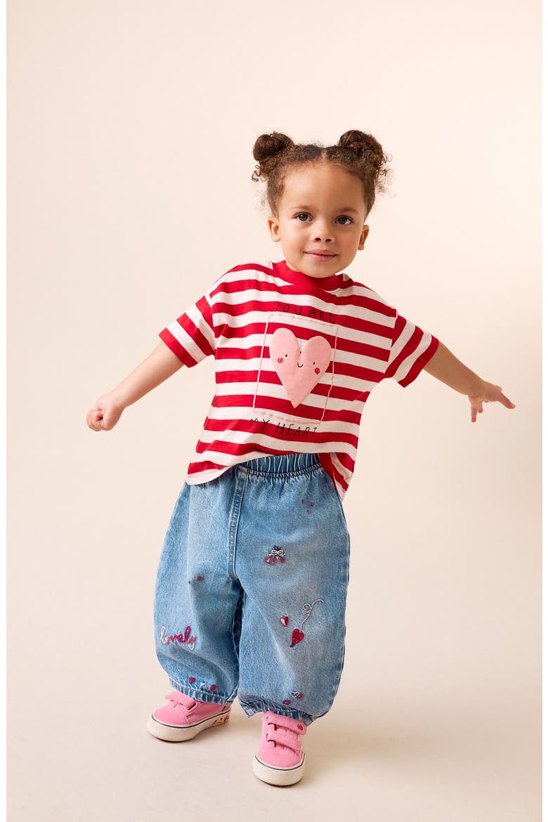 Kids' Heart Embroidered Jeans, Alternate, color, BLUE