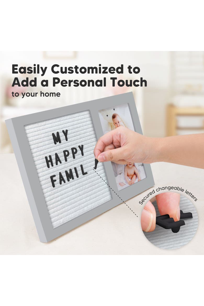 Heartfelt Picture Frame with Felt Letterboard, Alternate, color, Cloud Gray