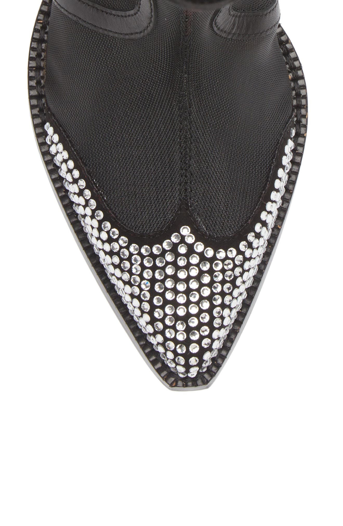 KARL LAGERFELD PARIS Rhinestone Detail Mesh Western Boot, Alternate, color, 
