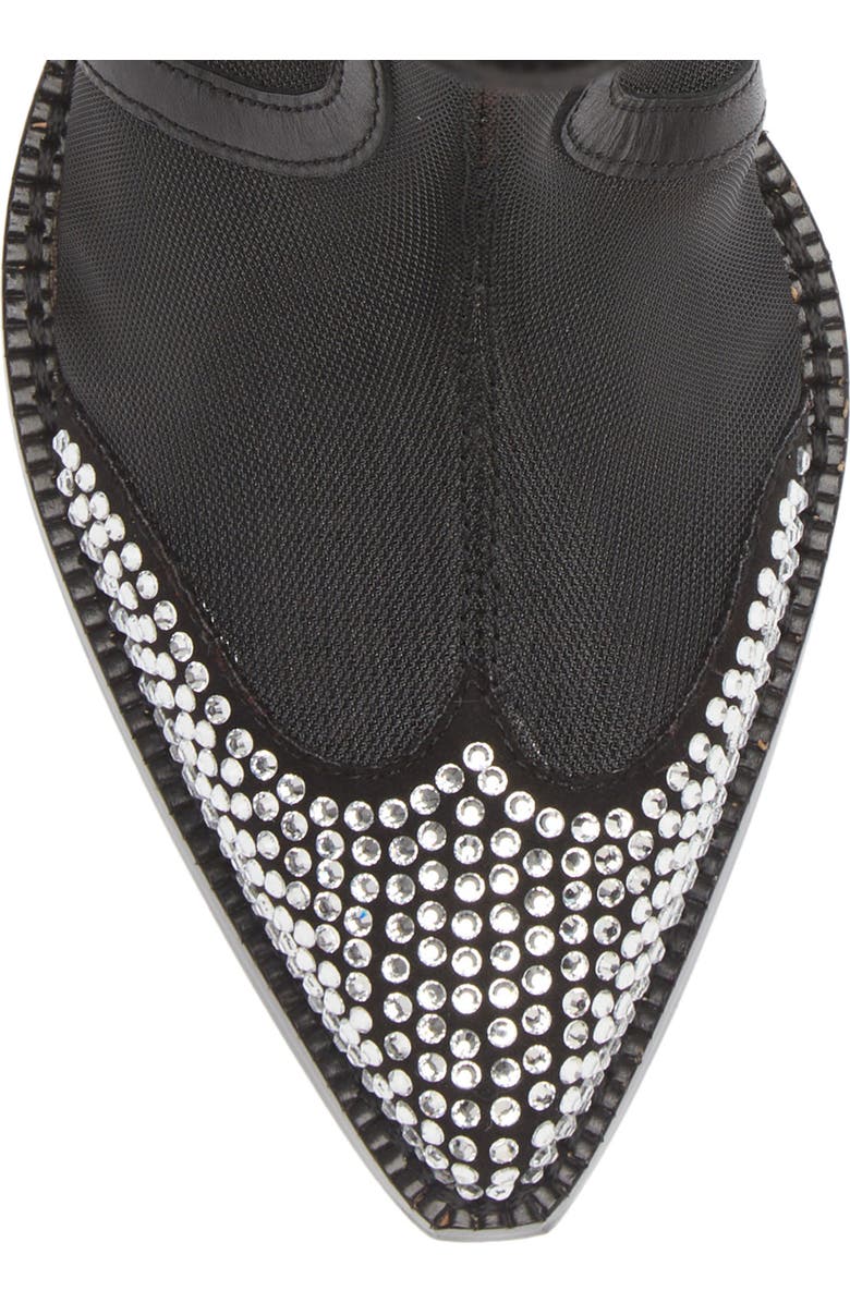 KARL LAGERFELD PARIS Rhinestone Detail Mesh Western Boot, Alternate, color,