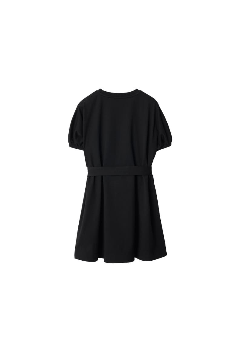 Girls' Check Trim Cotton T-shirt Dress, Alternate, color, Black