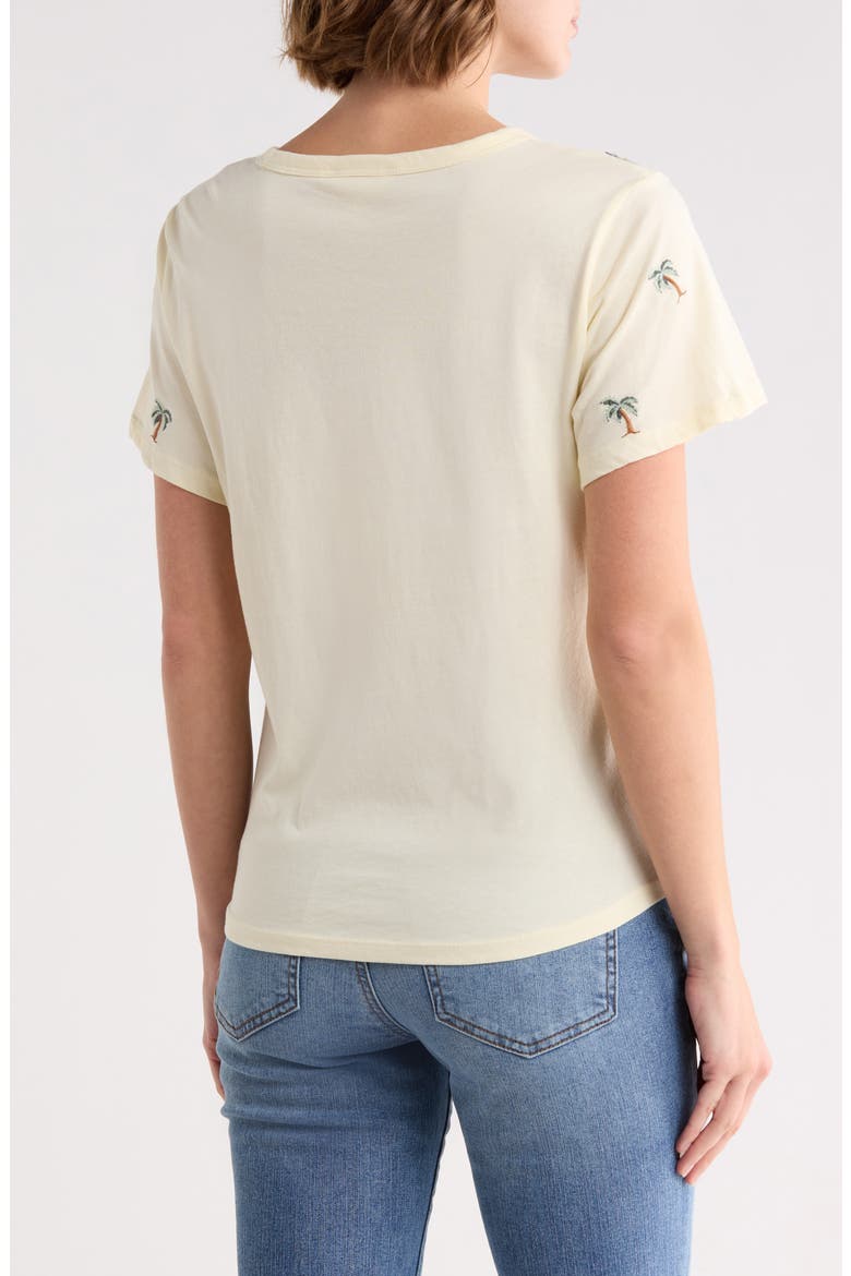Tie Front Embroidered Tee, Alternate, color, YELLOW MULTI