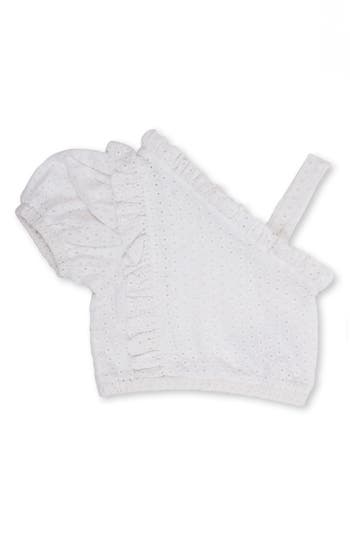 Shade Critters Kids' Eyelet One-shoulder Cover-up Top In White