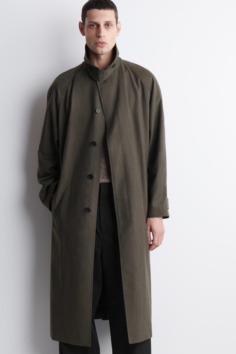 Lightweight Cotton-herringbone Trench Coat, Alternate, color, BROWN MÉLANGE