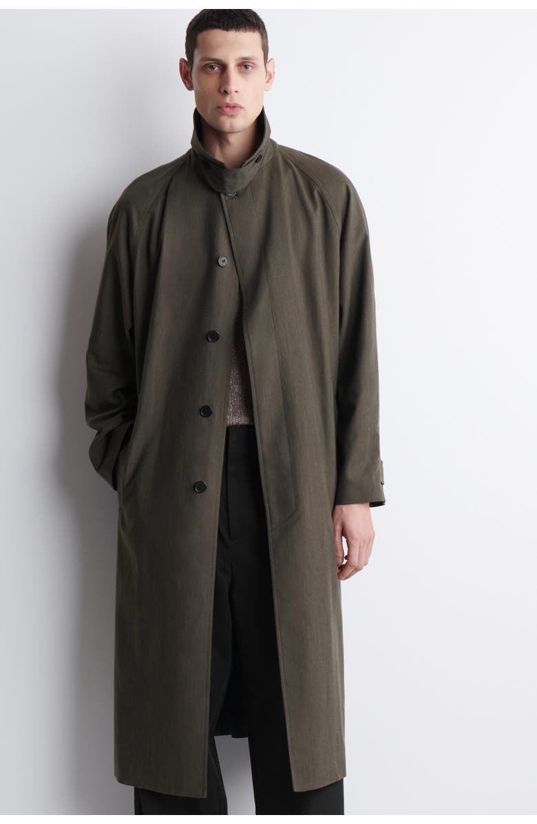 COS Lightweight Cotton-herringbone Trench Coat, Alternate, color, Brown Mélange