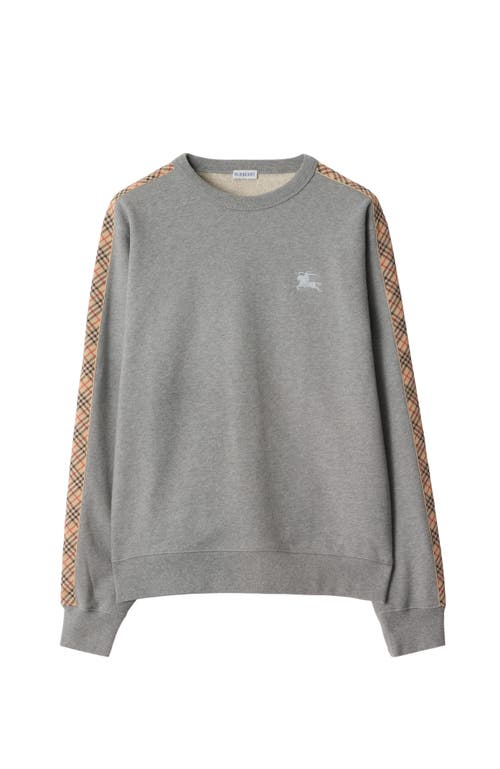 Burberry Check-trimmed Cotton Sweatshirt In Gray