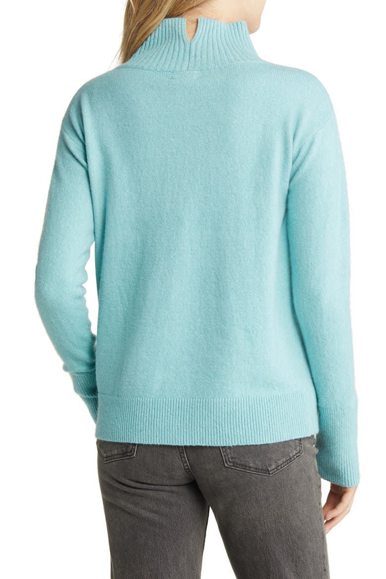 Mock Neck Cotton Blend Sweater, Alternate, color, TEAL NILE