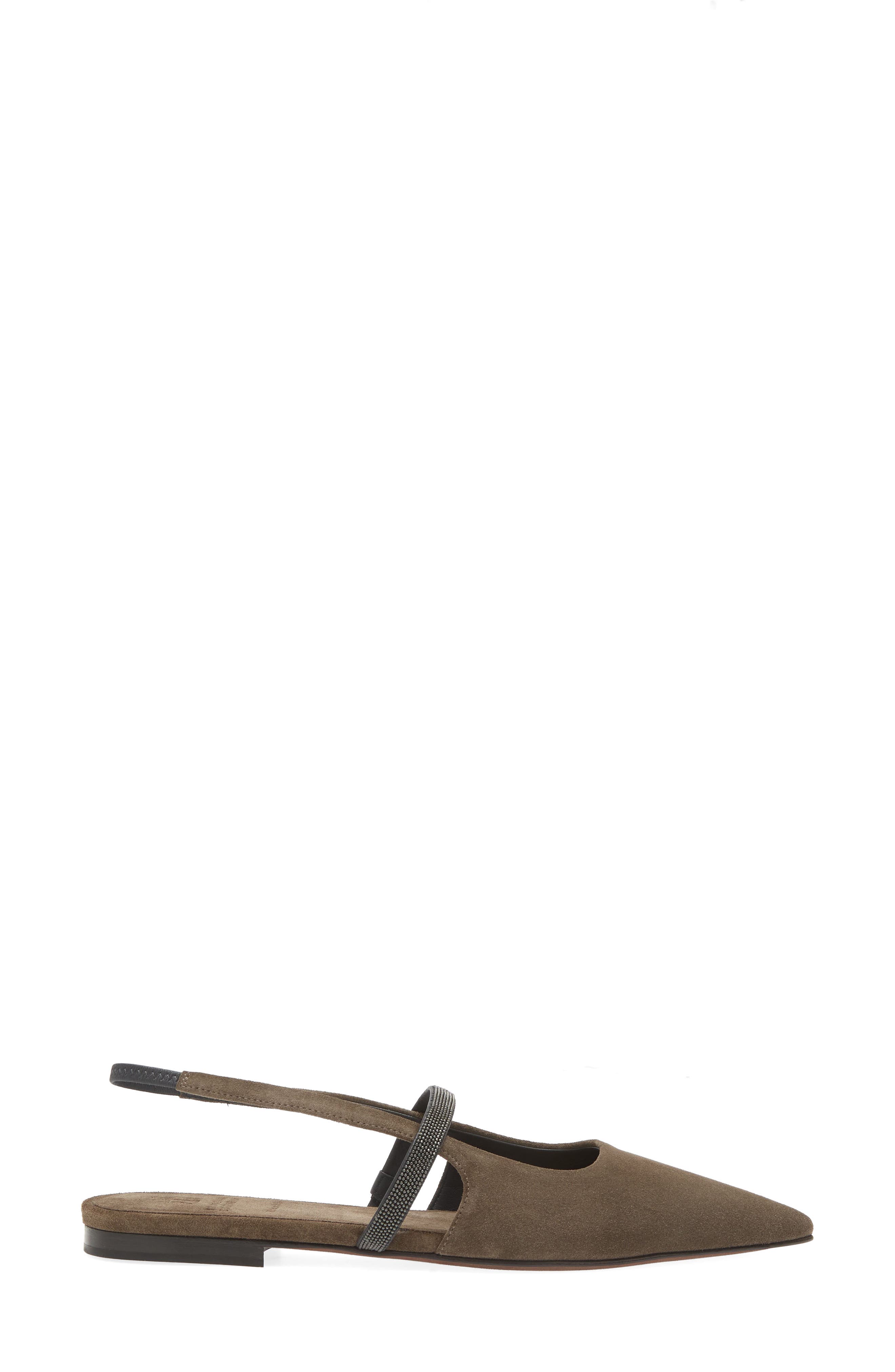 Brunello Cucinelli Monili Pointed Toe Slingback Flat, Alternate, color, C8769 Torba