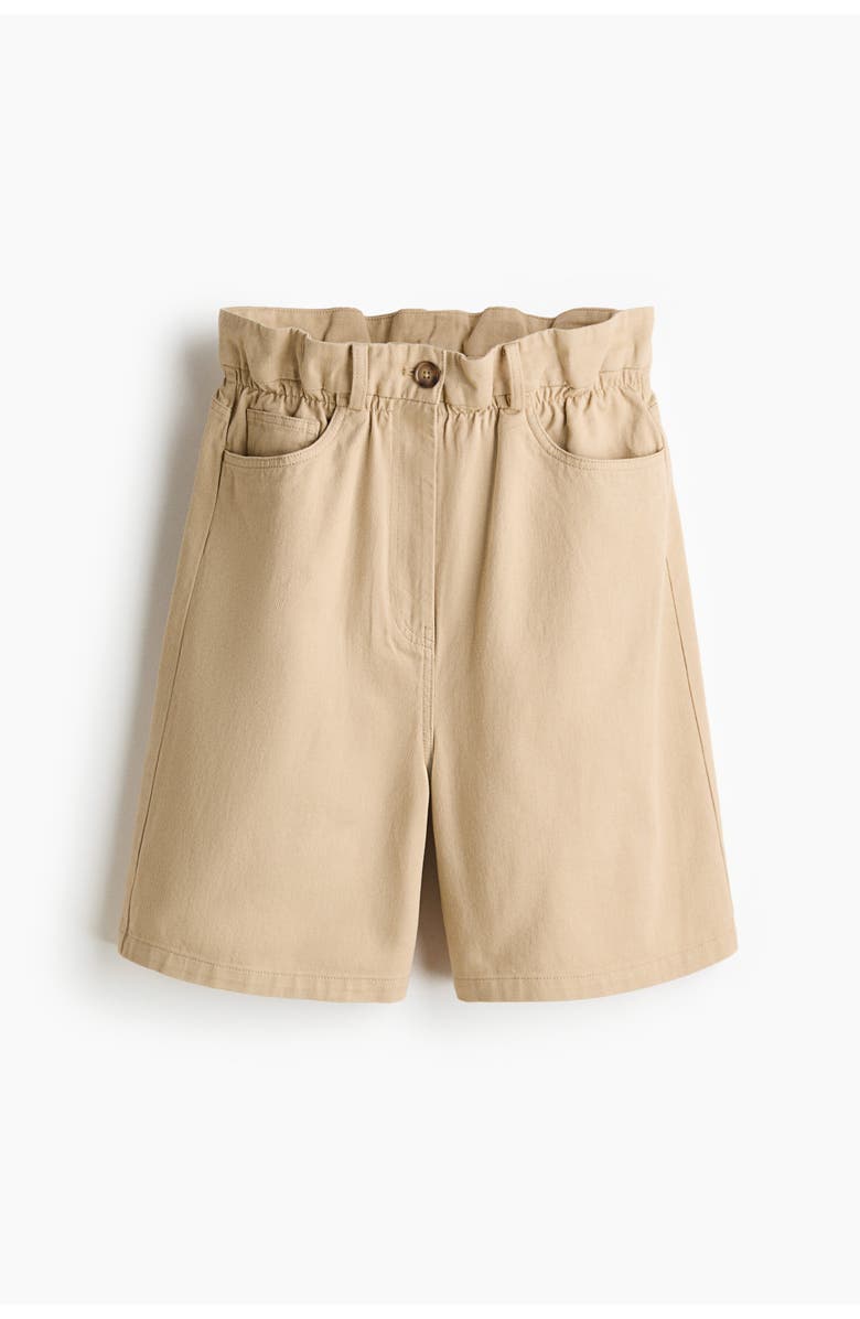 H&M Paper Bag Bermuda Shorts, Main, color, Beige