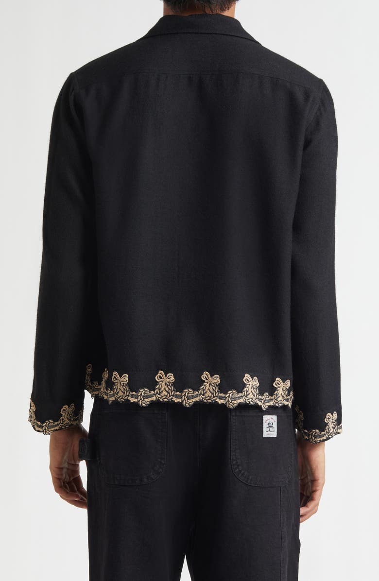 Bode Laurelist Wool Flannel Overshirt, Alternate, color, Black