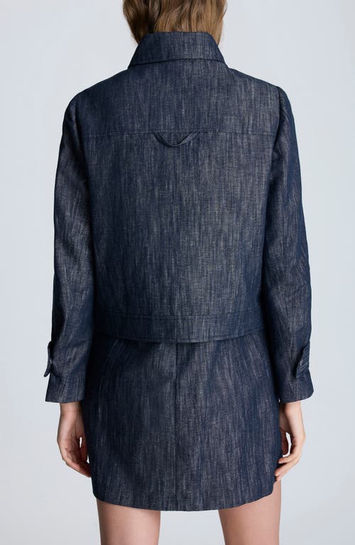 Kenneth Cole Cotton & Linen Moto Jacket In Dark Navy Multi