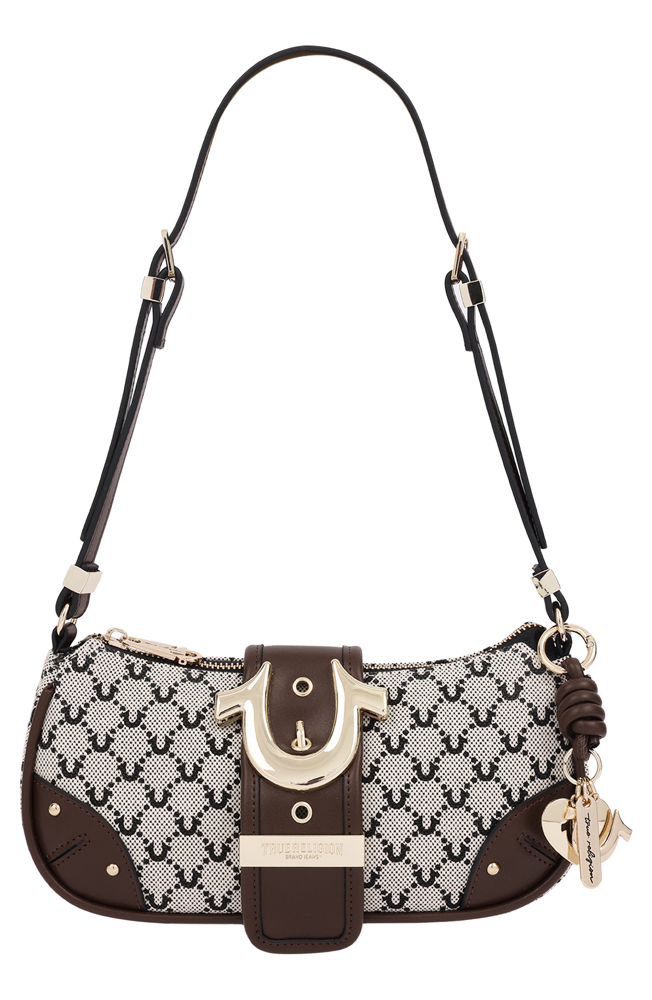 Signature Horseshoe Zip Top Bag, Main, color, CHOCOLATE