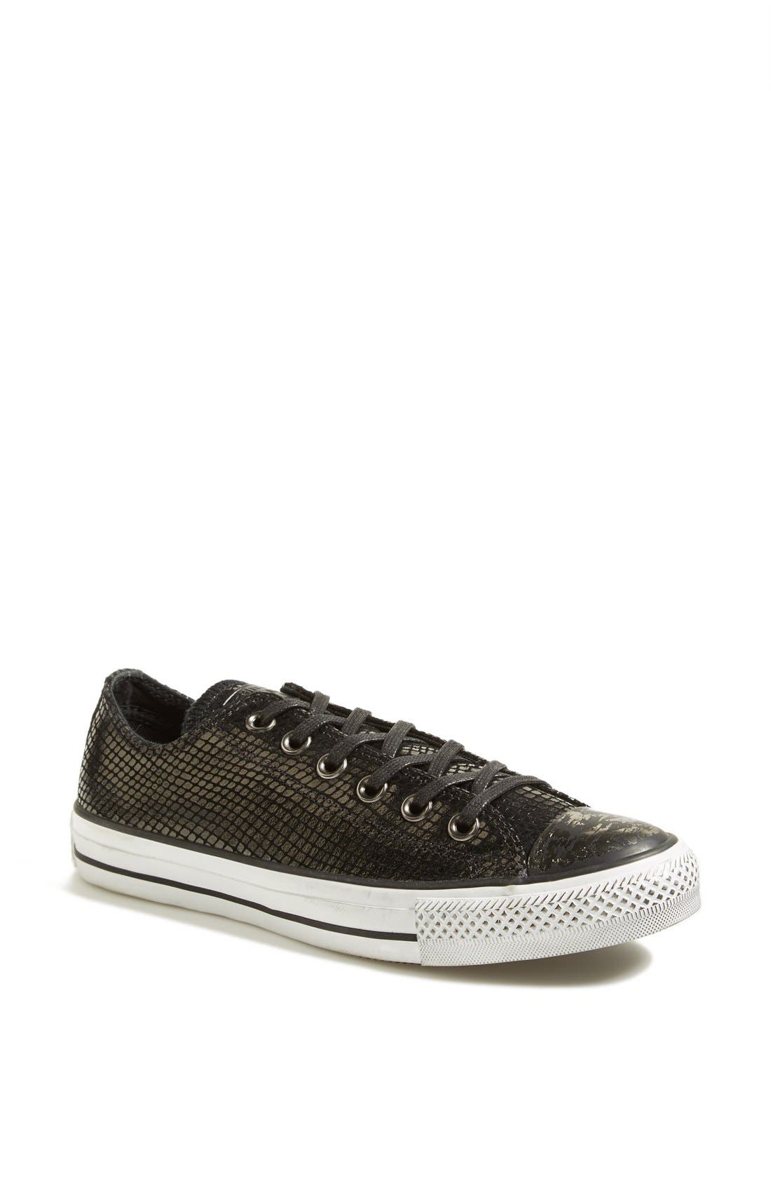 Chuck Taylor® All Star® Snake Embossed Leather Sneaker, Main, color, BLACK