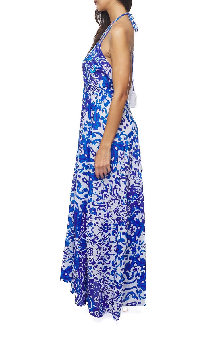 Halter Tie Maxi Dress, Alternate, color, BLUE
