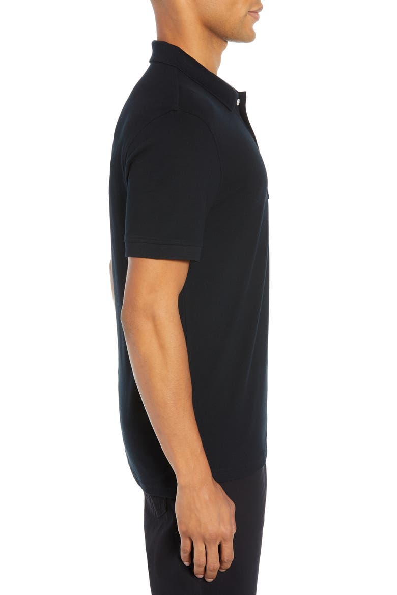 Stretch Cotton Polo Shirt, Alternate, color, BLACK