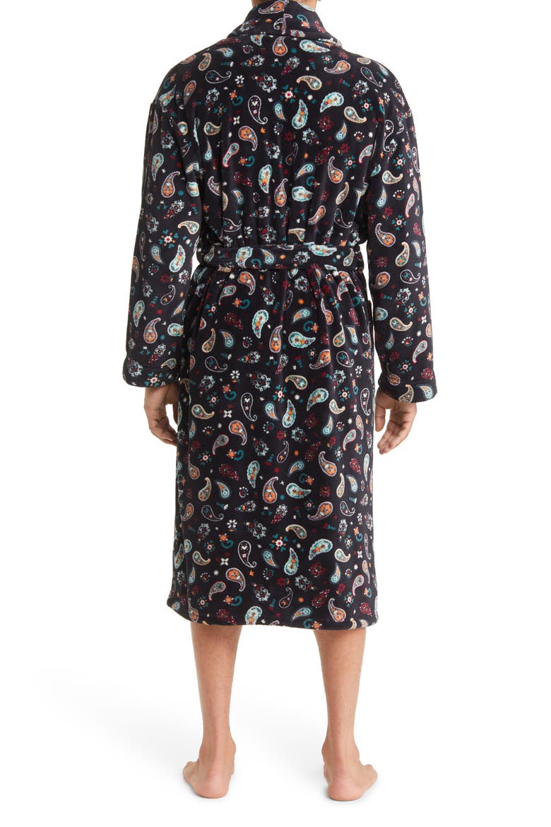 Paisley Fleece Robe, Alternate, color, BLACK PAISLEY