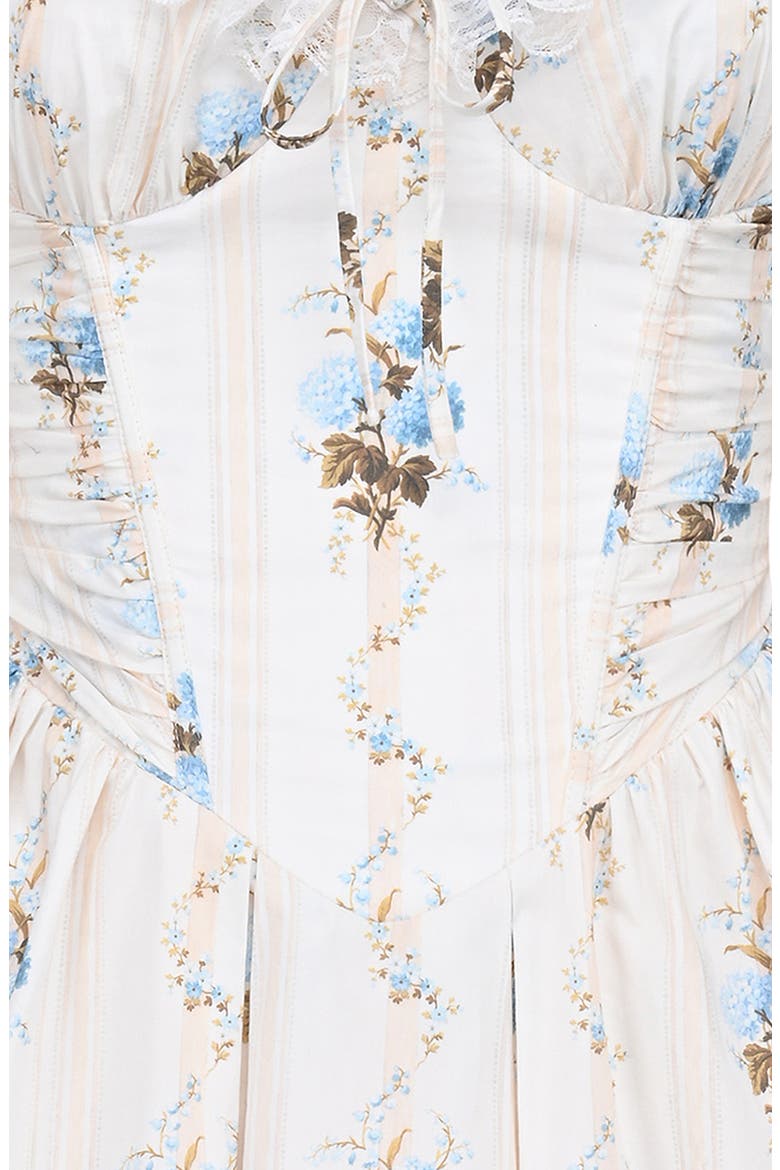 Issa Ruffle Mini Sundress, Alternate, color, HYDRANGEA STRIPE CREAM