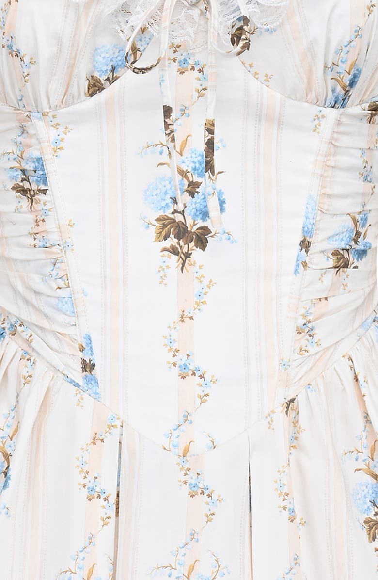 HOUSE OF CB Issa Ruffle Mini Sundress, Alternate, color, Hydrangea Stripe Cream