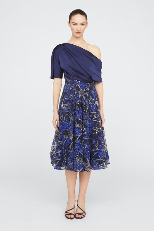 Theia Emory One Shoulder Dress in Navy  product