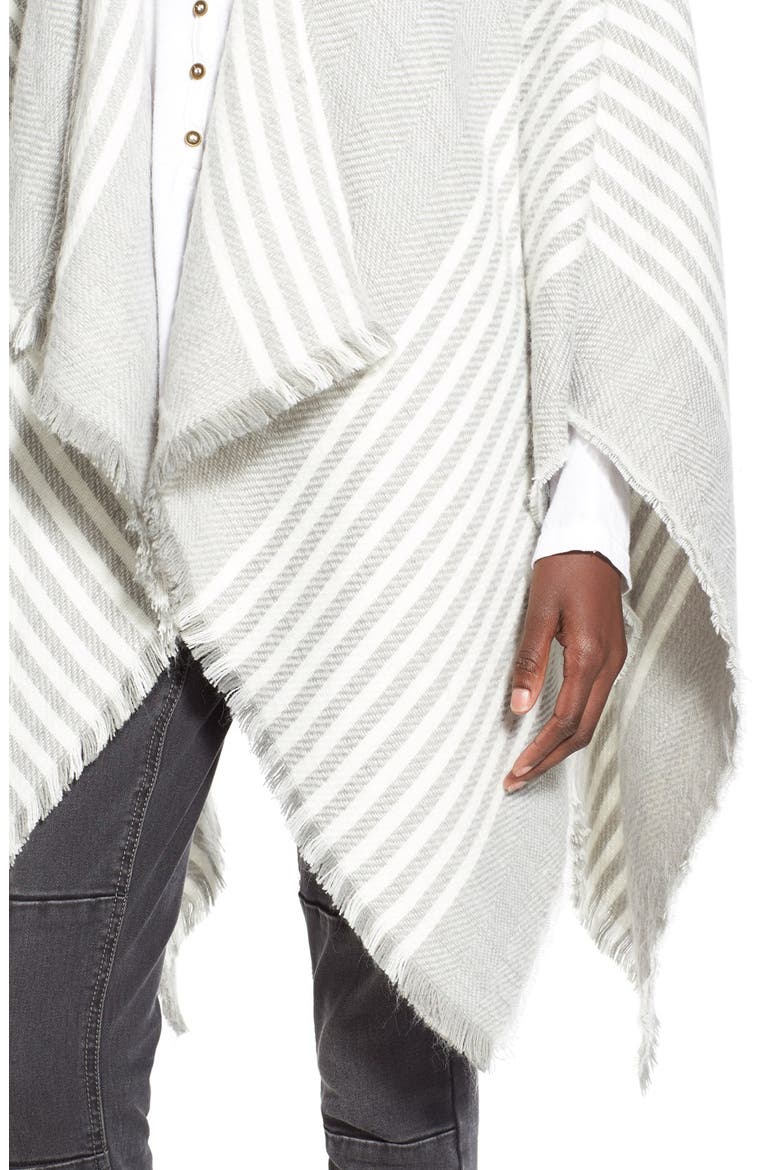 Stripe Ruana, Alternate, color, GREY/ IVORY