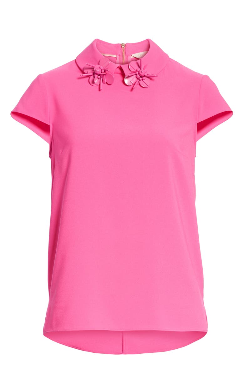 Ted Baker London Ammah Embellished Collar Crepe Top, Alternate, color, 