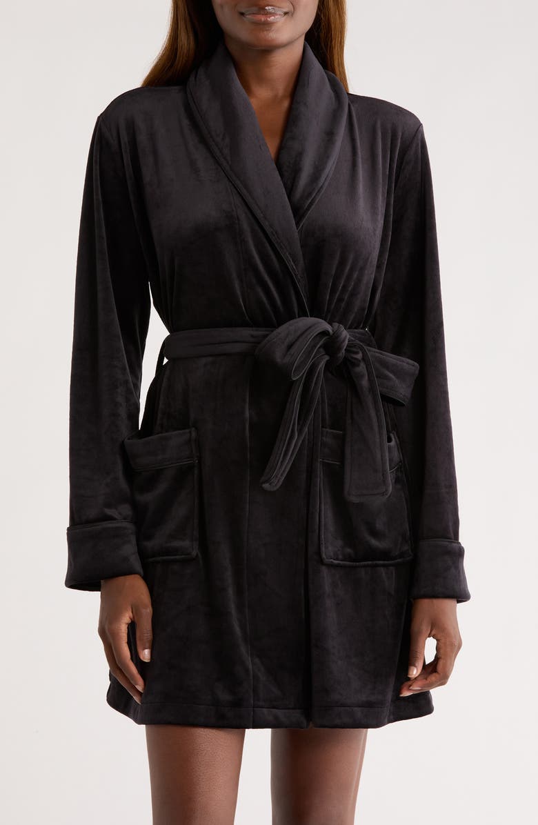 Nordstrom Luxe Velour Robe, Main, color, Black