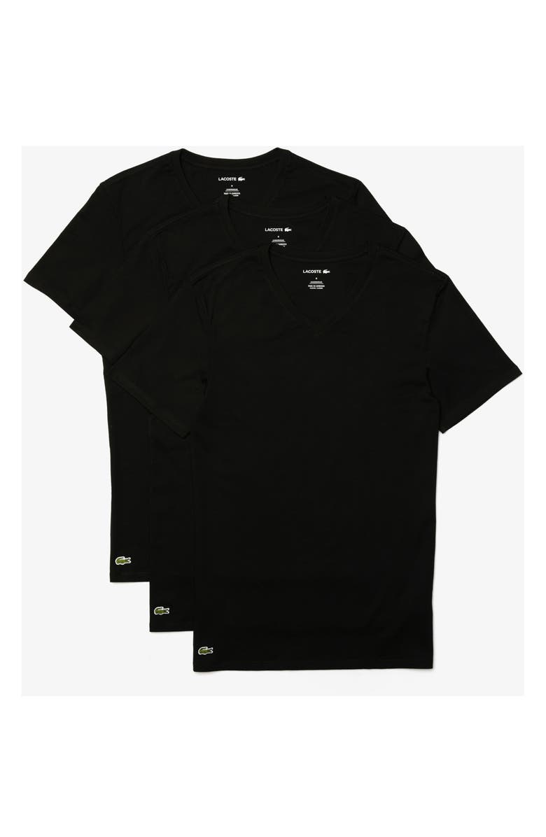 Lacoste 3-Pack Essential V-Neck T-Shirts, Main, color,