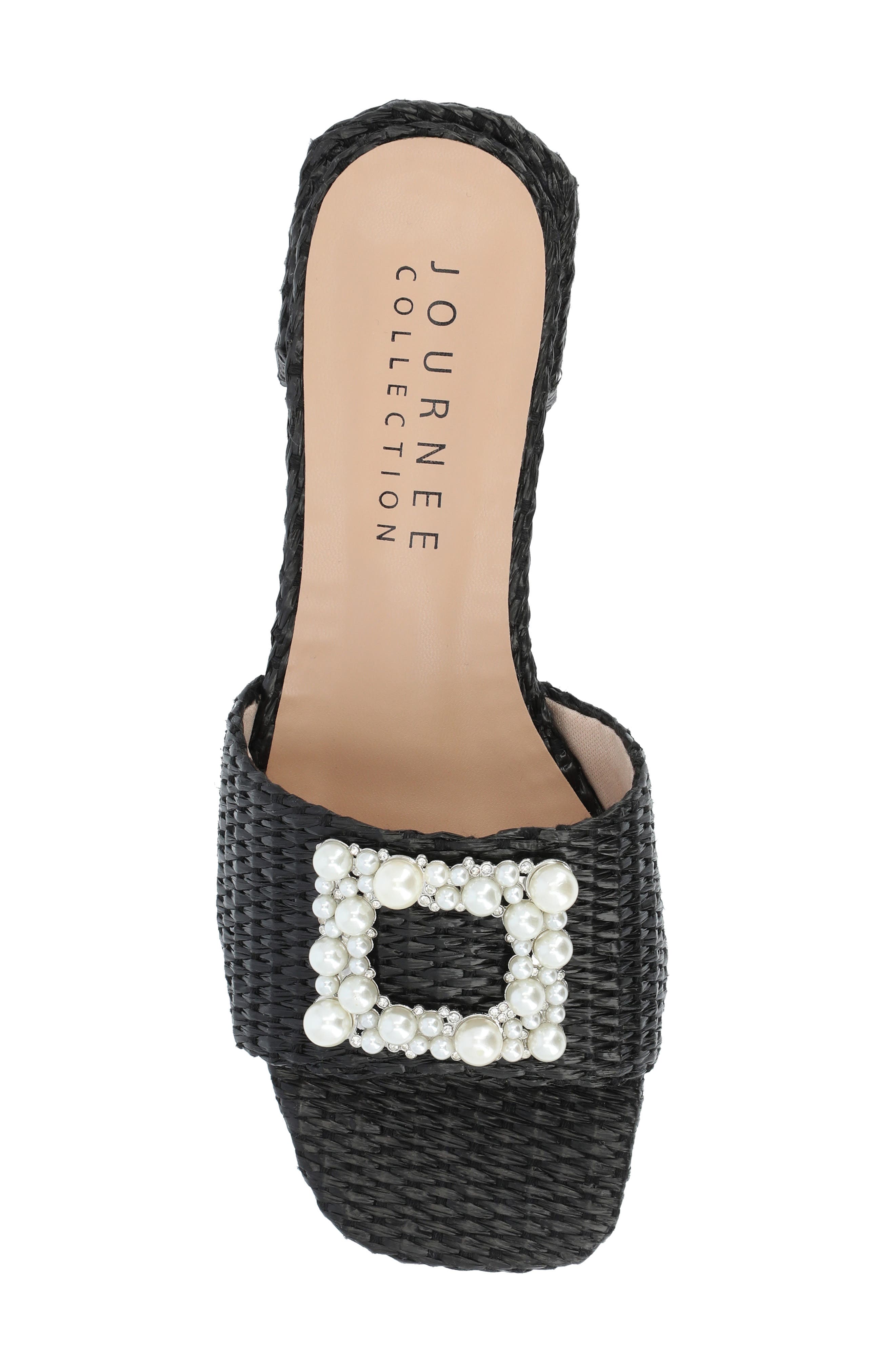 Journee Collection Justina Embellished Raffia Slide Sandal, Alternate, color, 