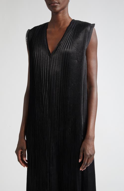 Jason Wu Collection Pleated Satin Laser-cut Trapeze Dress In Black