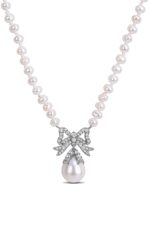 Freshwater Pearl Bow Pendant Necklace