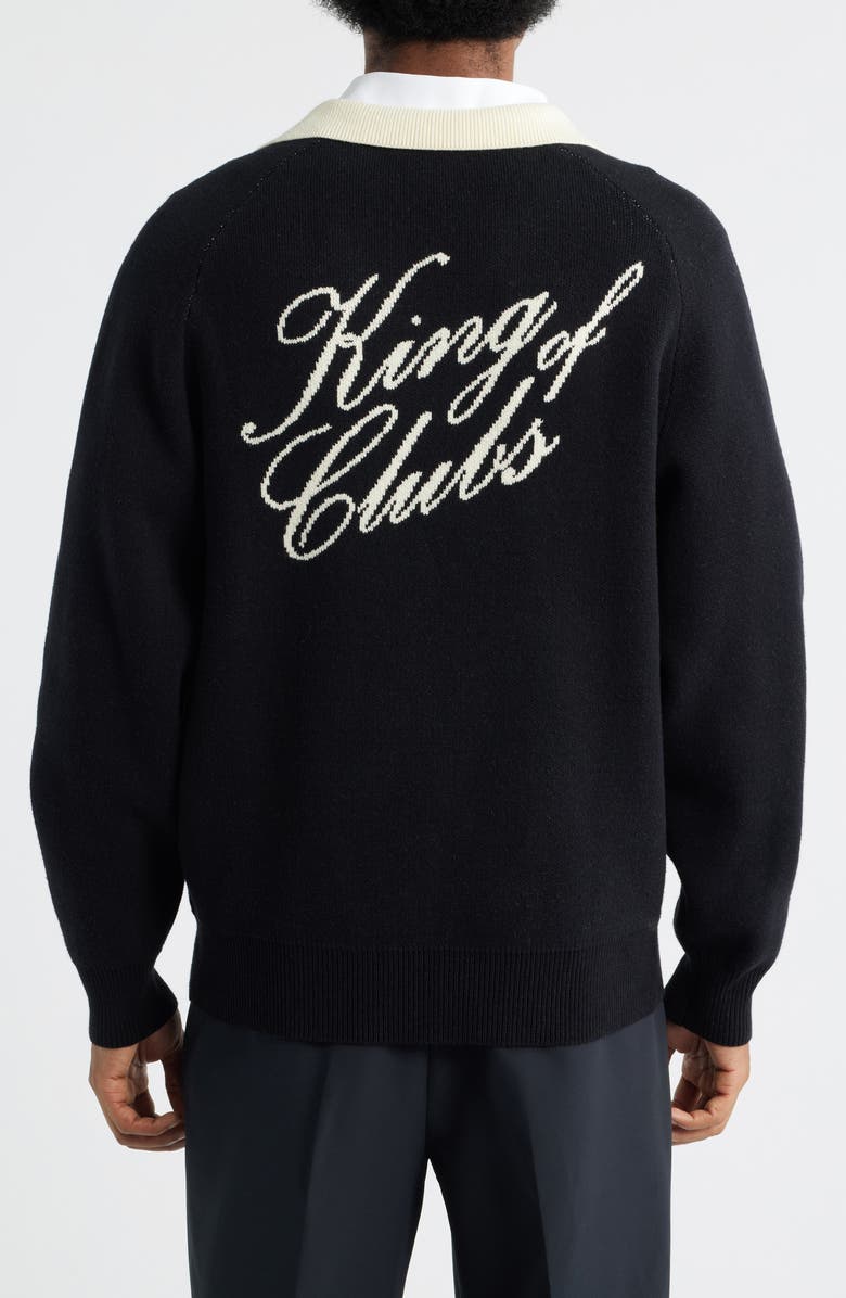 Malbon Golf King of Clubs Polo Sweater, Alternate, color, Black