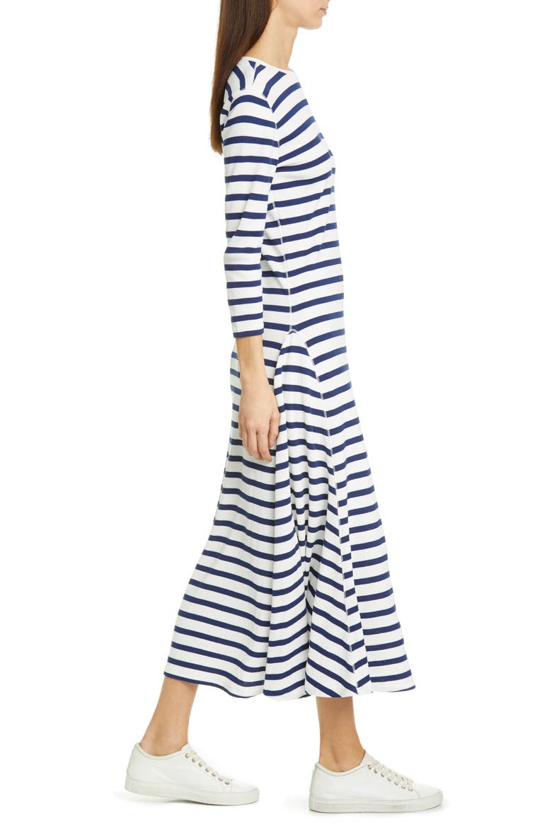 Stripe Waffle Knit Cotton Blend Dress, Alternate, color, NEVIS / HOLIDAY NAVY