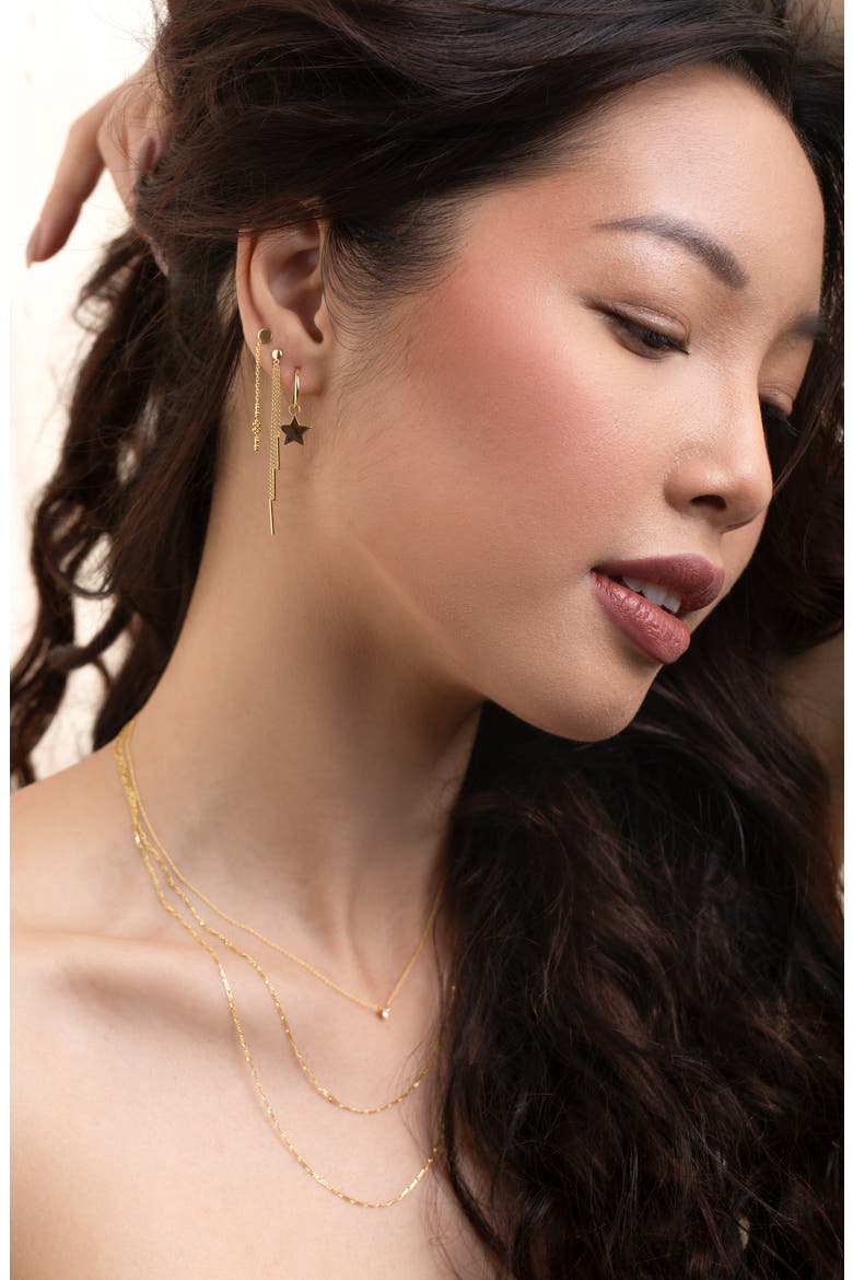 14K Gold Linear Drop Earrings (Nordstrom Exclusive), Alternate, color, 14K YELLOW GOLD