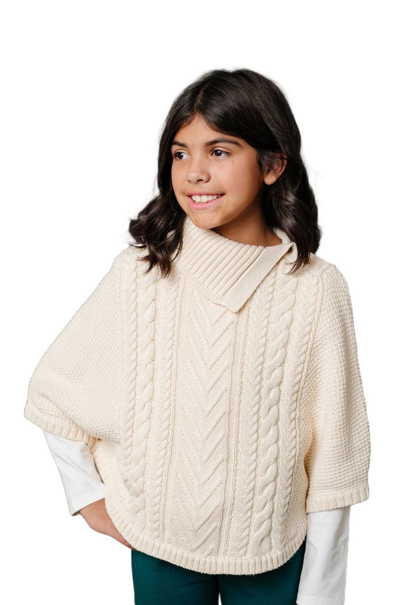 Hope & Henry Girls' Organic Split Collar Sweater Cape, Kids, Main, color, 