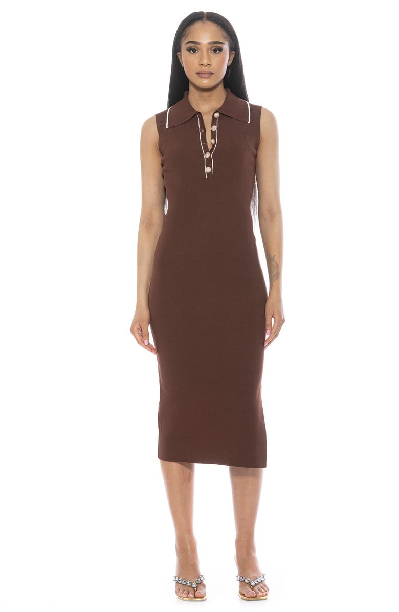 Alexia Admor Myah Imitation Pearl Button Knit Midi Dress, Alternate, color,