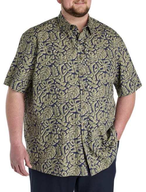 Oak Hill By Dxl Big & Tall  Tribal Leaf Sport Shirt