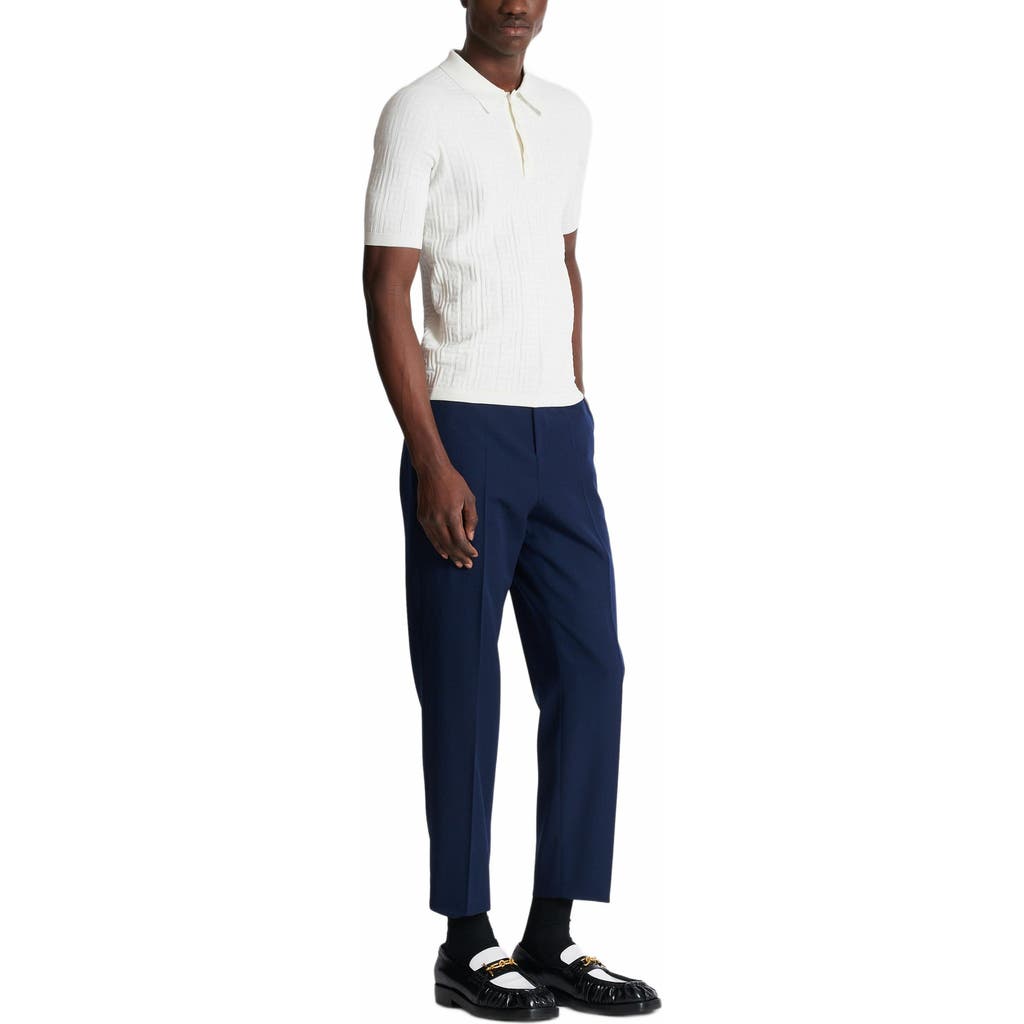 Shop Balmain Monogram Knit Polo Shirt