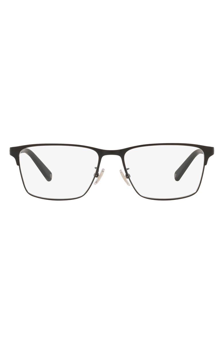 COACH 57mm Rectangular Optical Glasses, Main, color, Matte Black / Demo Lens