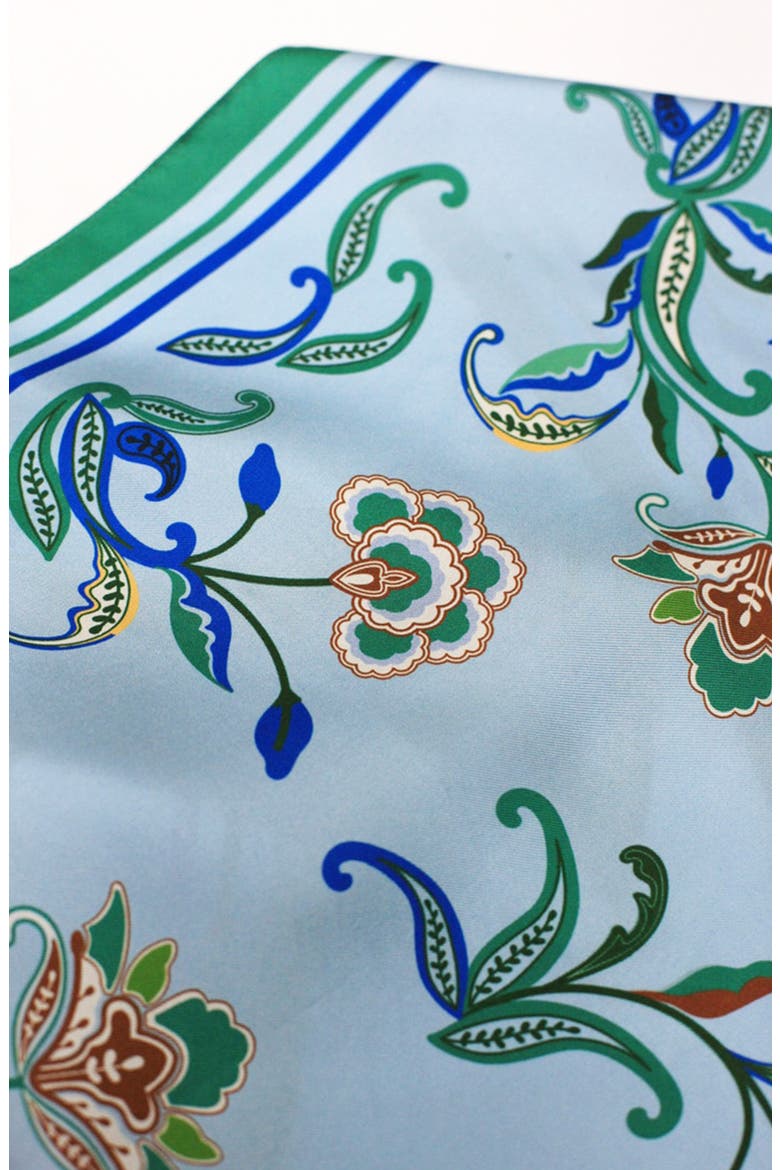 Aqua Paisley Triangle Silk Scarf, Alternate, color, Green