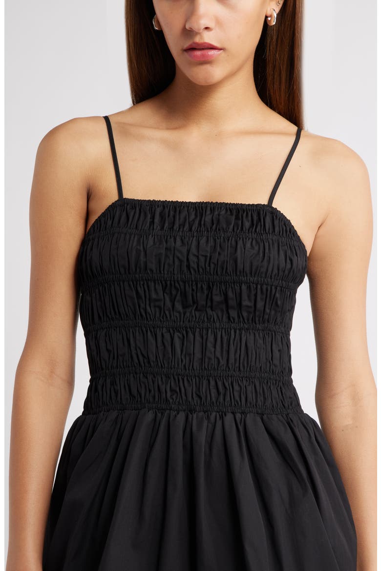 Shirred Minidress, Alternate, color, BLACK