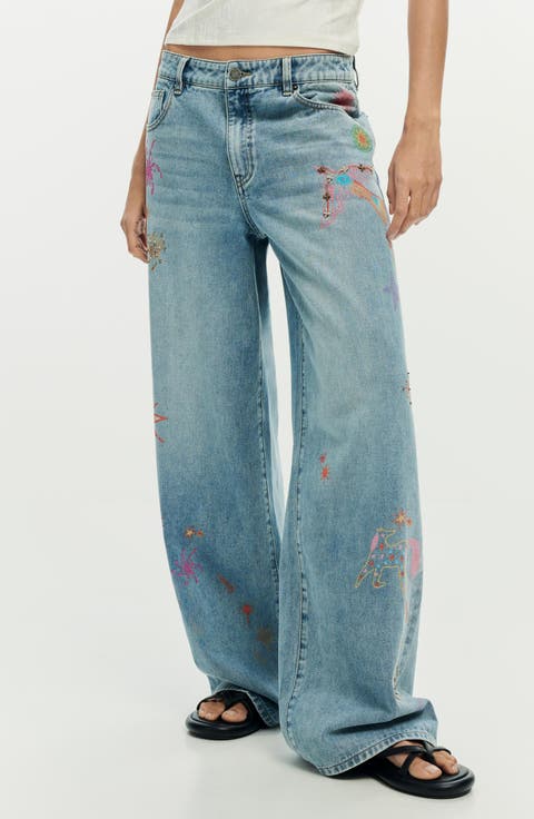 Beaded Wide Leg Jeans