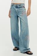 Desigual Beaded Wide Leg Jeans