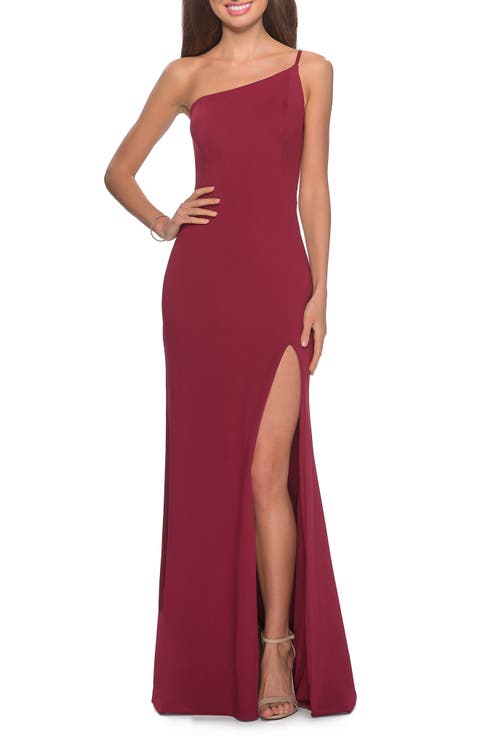 One Shoulder Long Jersey Homecoming Dress