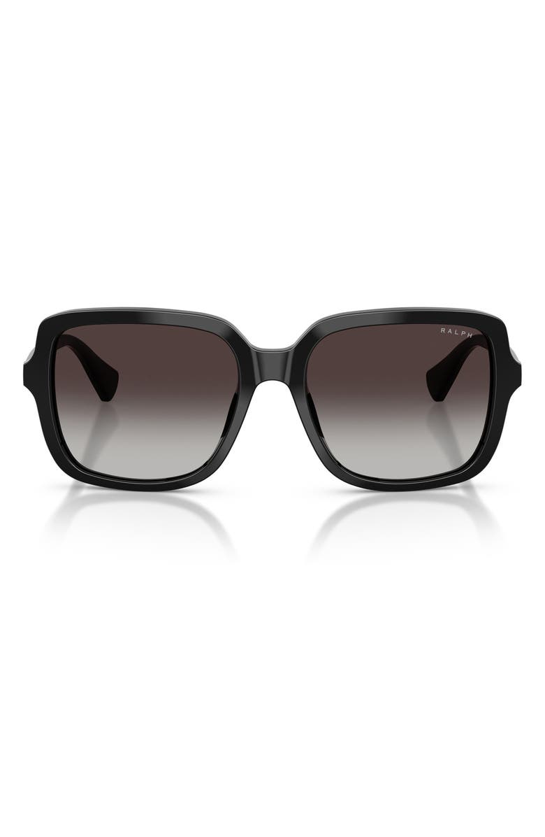 RALPH 56mm Gradient Square Sunglasses, Main, color, Shiny Black / Grey Gradient