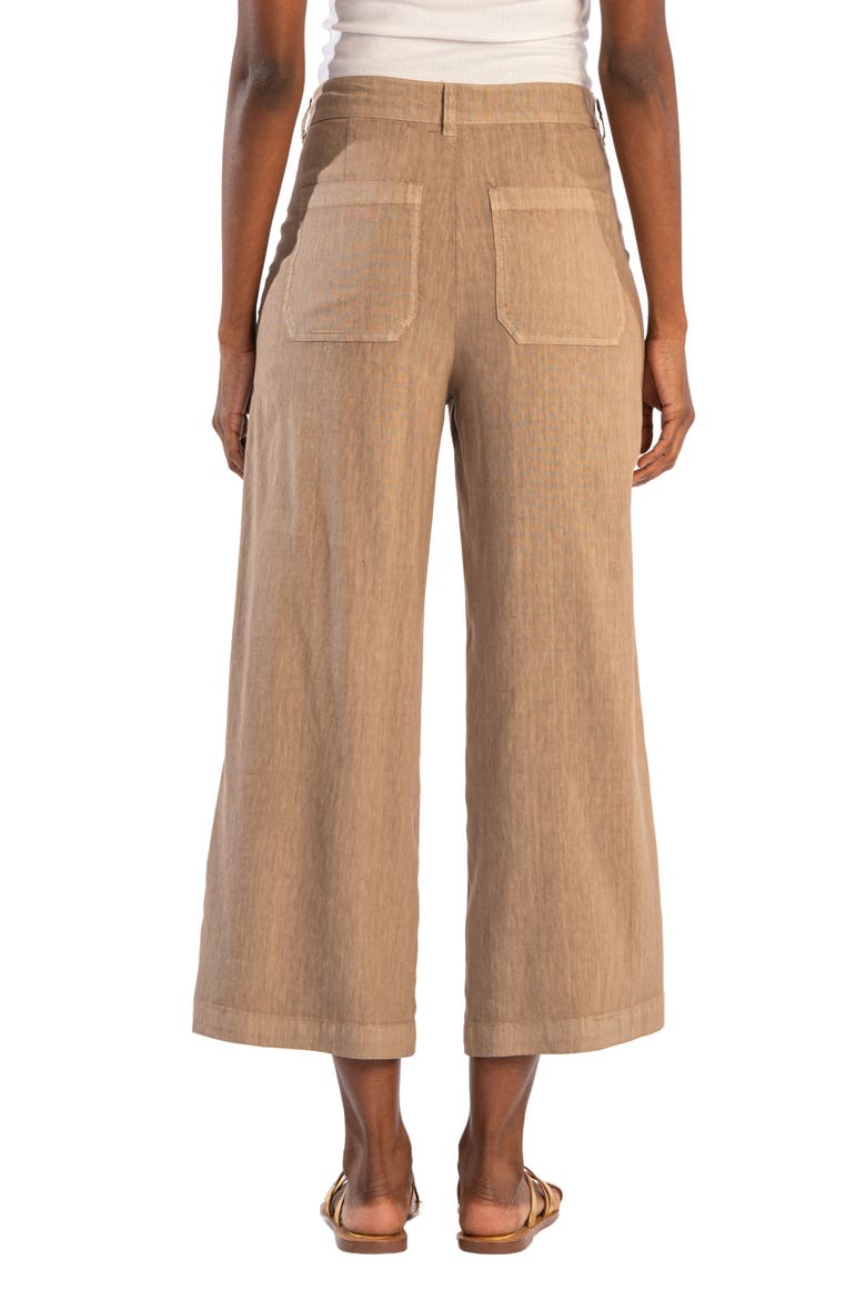 Topaz High Waist Crop Wide Leg Linen Blend Pants, Alternate, color, KHAKI